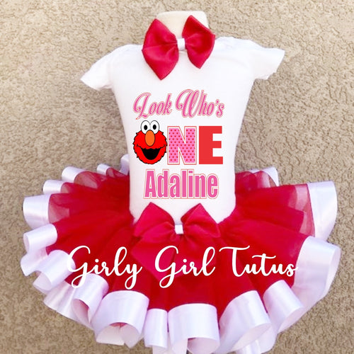 Elmo 1st Birthday Tutu Outfit for Girl - Ribbon Tutu  