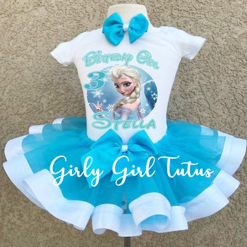 Elsa Frozen Birthday Tutu Outfit for Girls - Ribbon Tutu 