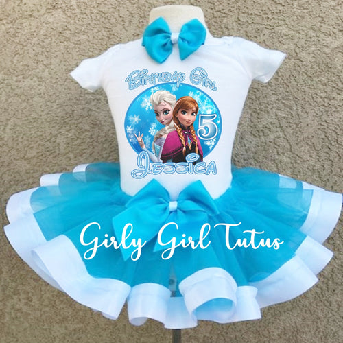 Frozen Elsa and Anna Birthday Girl Tutu Outfit - Ribbon Tutu