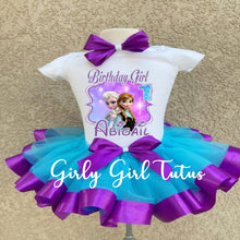 Load image into Gallery viewer, Frozen Birthday Tutu Outfit Set - Elsa and Anna - Ribbon Tutus
