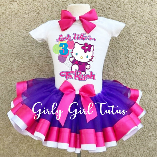 Hello Kitty Birthday Girl Tutu Set Outfit - Ribbon Tutu