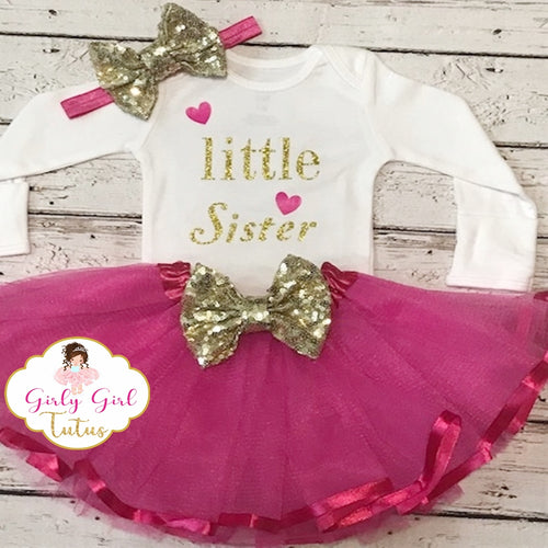 Little Sister Baby Take Home from Hospital Outfit - Girly girl Tutus