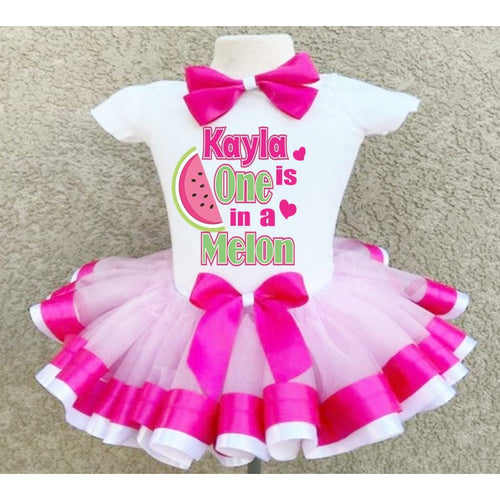 One in a Melon 1st Birthday Outfit Girl - Ribbon Tutu
