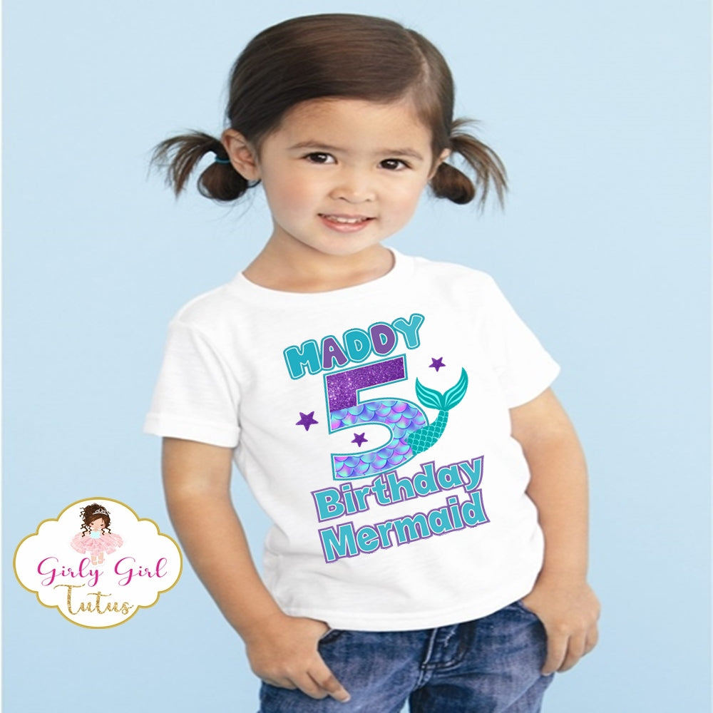 Mermaid Birthday T Shirt for Girl - Mermaid Birthday Shirts