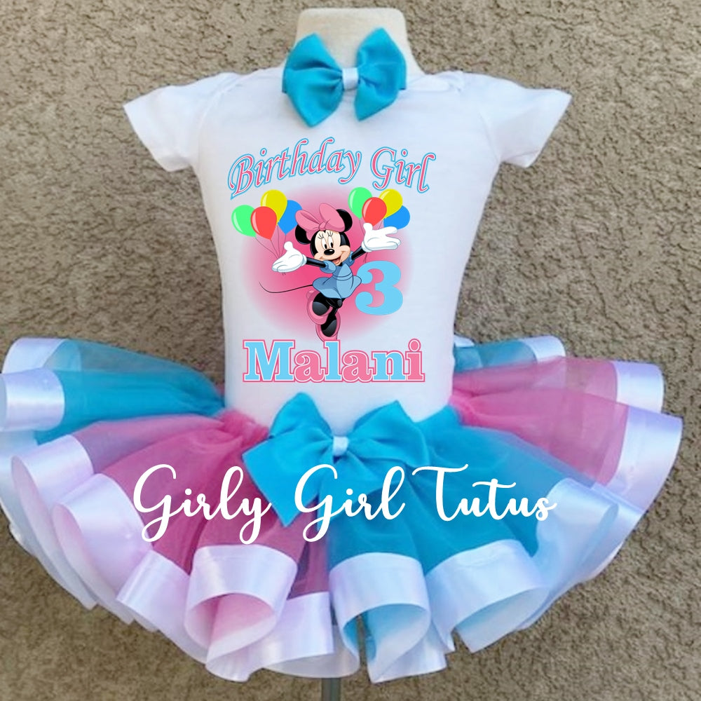 Minnie Mouse Personalized Birthday Tutu Outfit Girl - Ribbon Tutu