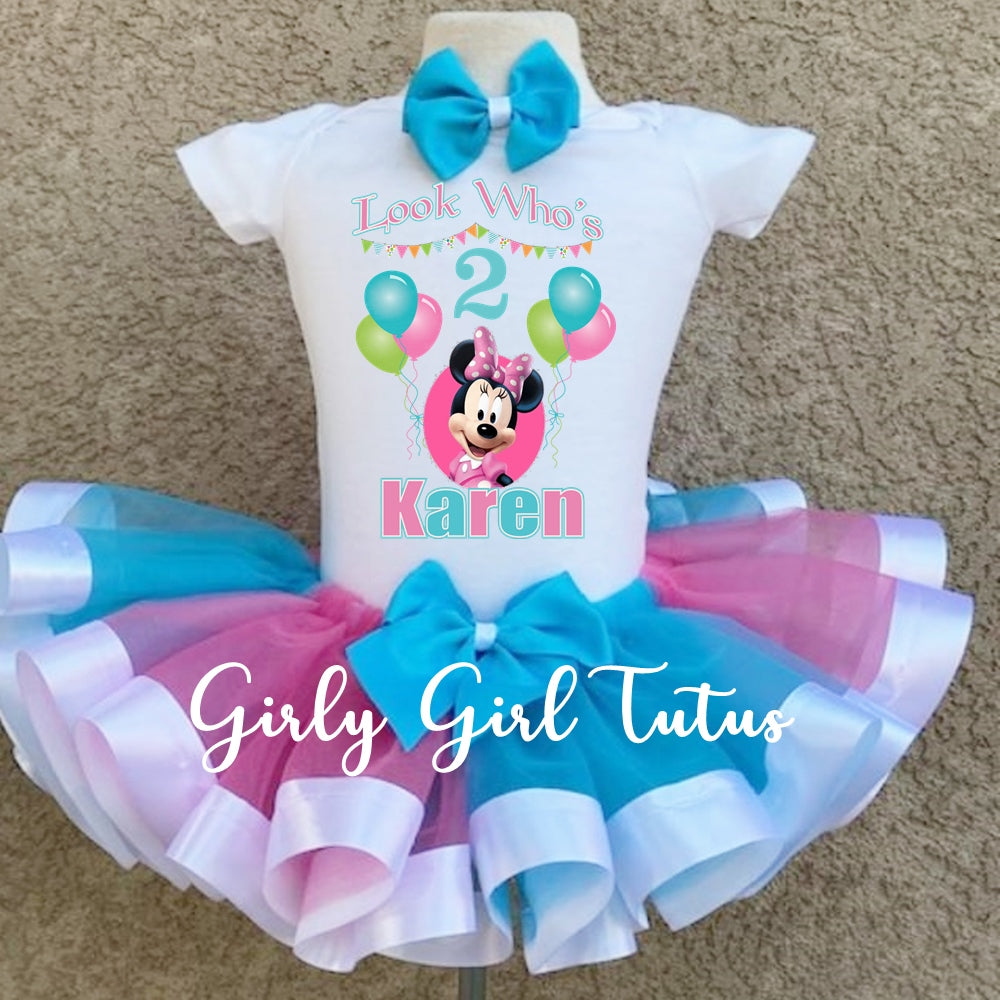 Minnie Mouse Custom Birthday Tutu Set Girl- Ribbon Tutu