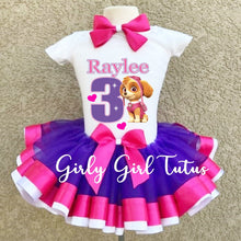 Load image into Gallery viewer, https://girlygirltutus.com/products/paw-patrol-skye-birthday-tutu-outfit-dress-set

