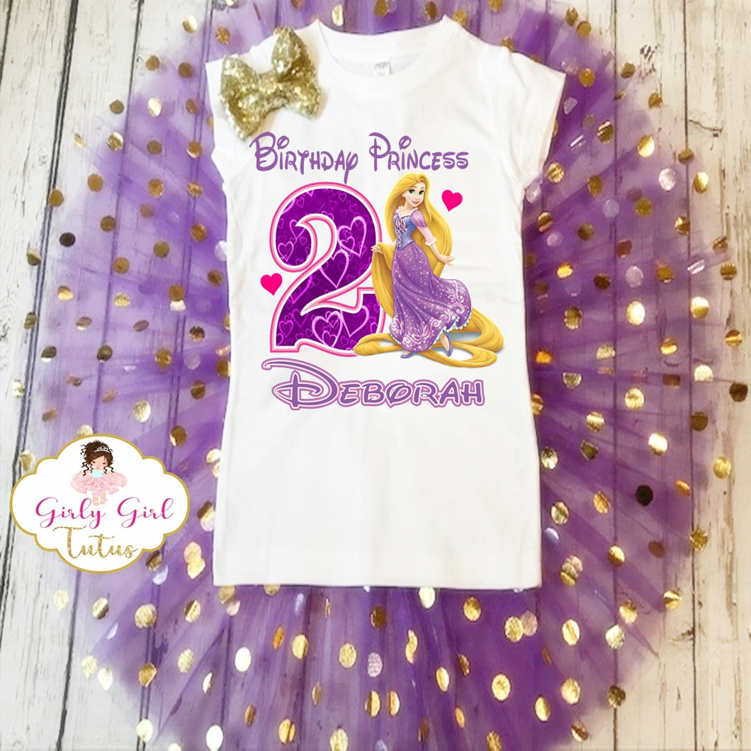 Rapunzel Personalized Birthday Tutu Outfit Party Set for Girls