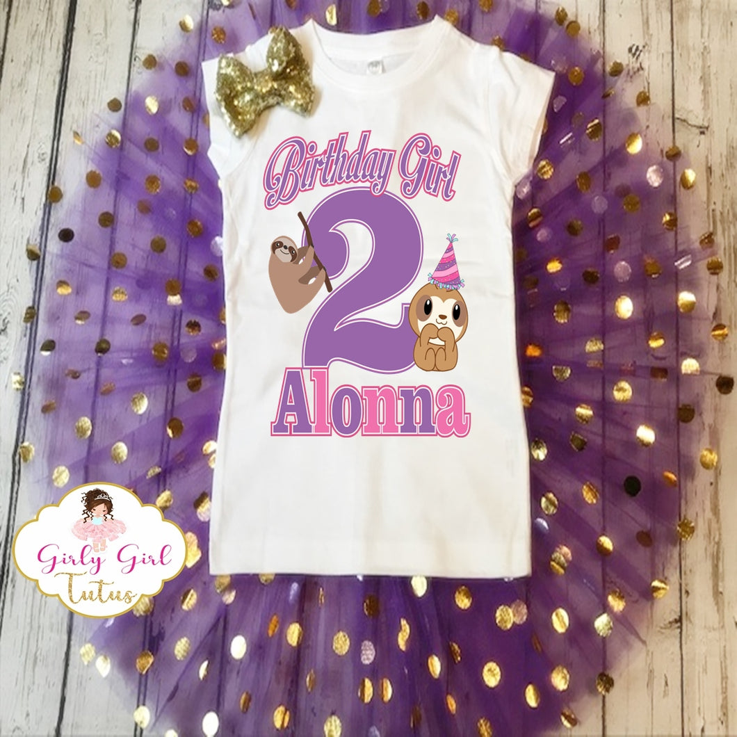 Sloth Birthday Outfit for Girls - Sloth Birthday Shirt 