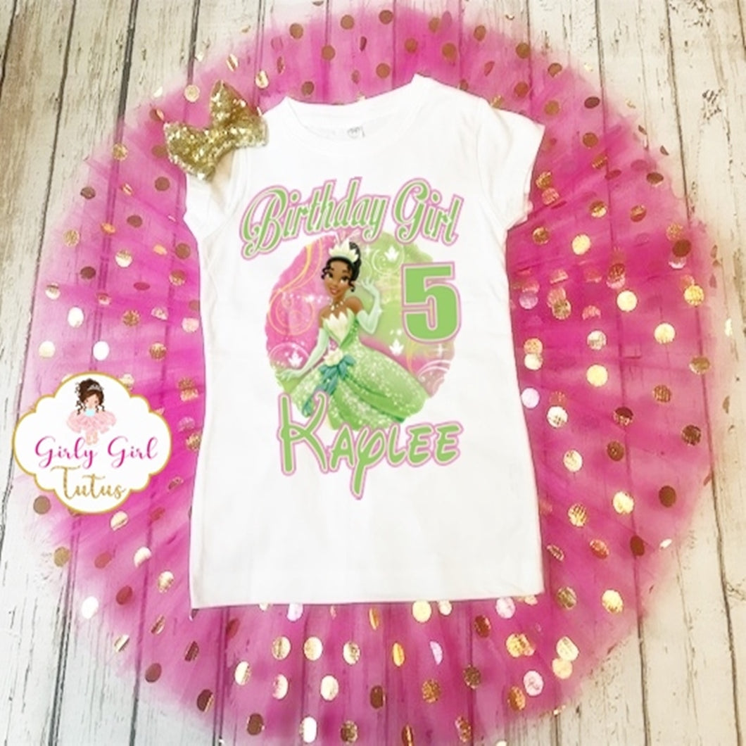 Tiana Princess Personalized Birthday Tutu Outfit Shimmer Set