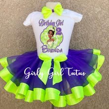 Load image into Gallery viewer, Princess and The Frog Tiana Birthday Outfit - Ribbon Tutu
